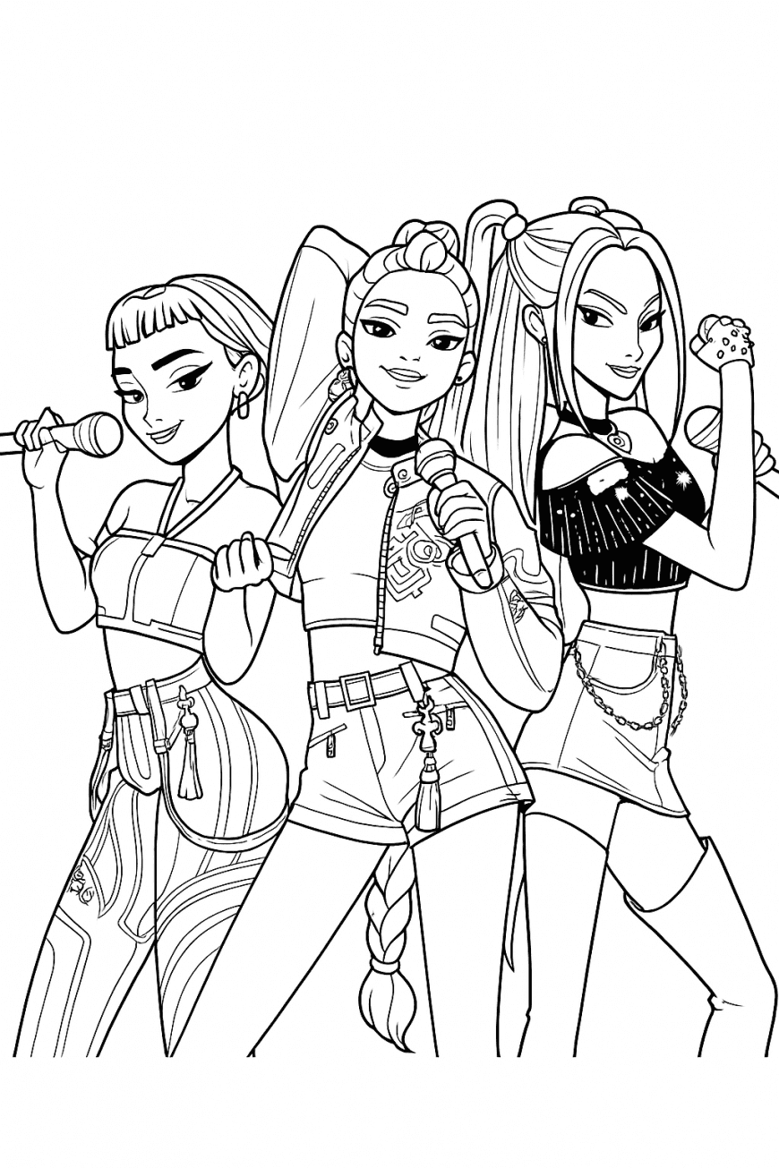 Huntrix Coloring Page Preview