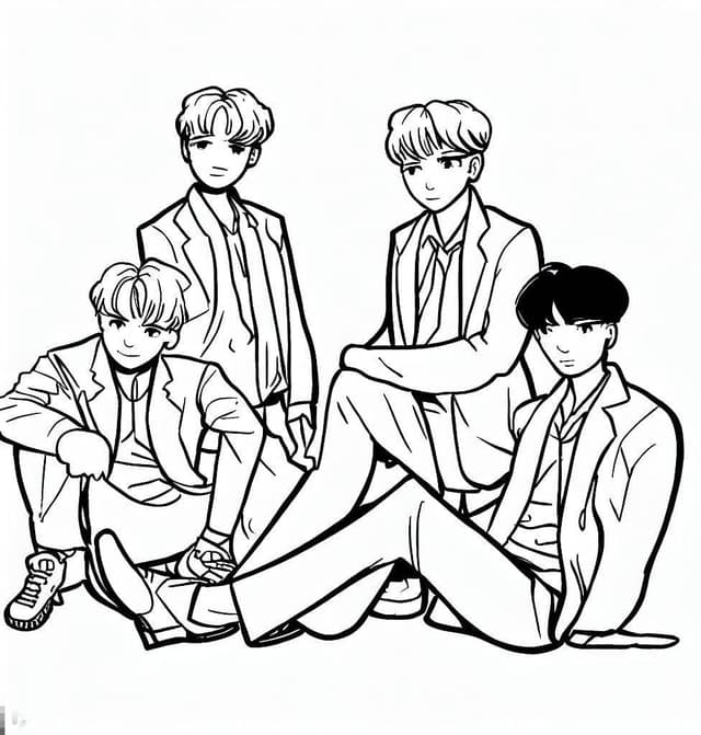 Boys from BTS Style Saja Boys Coloring Page