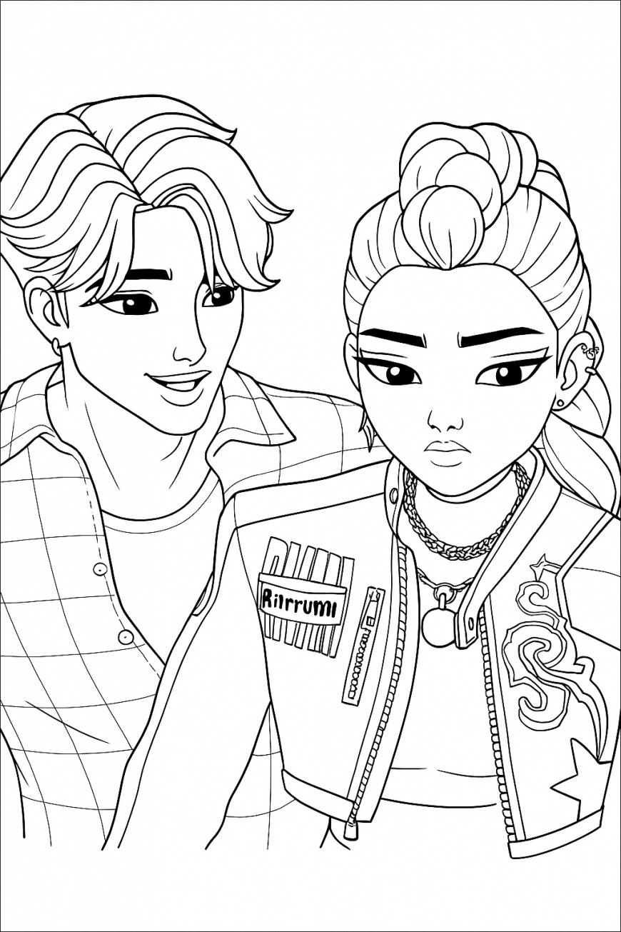 Jinu and Rumi Coloring Page
